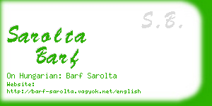 sarolta barf business card